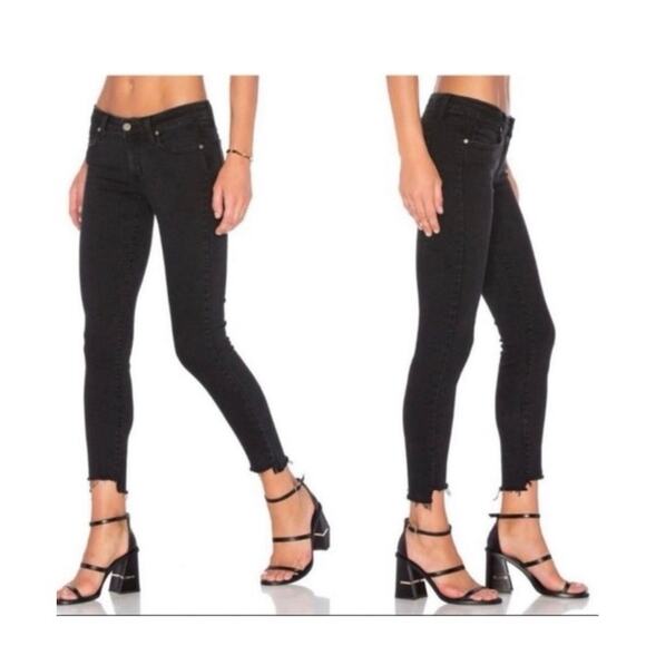 Paige Verdugo Ankle Black Skinny Stretchy Jeans Raw Hem Low rise size 25 - Picture 1 of 14